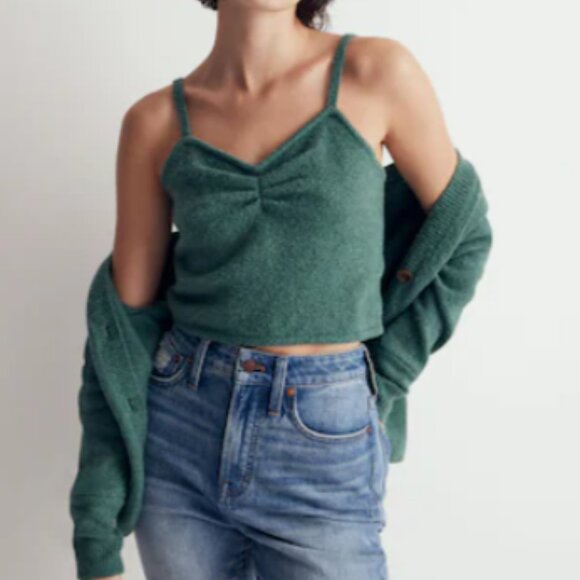 Madewell Mapleton Crop Sweater Tank Heathered Caramel XS - Picture 2 of 8